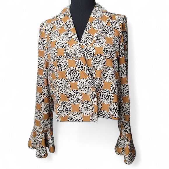 Topshop Jackets & Blazers - Topshop Animal Print Blazer Women's 6 Bolero Cropped Artsy Chic Retro Bold Edgy